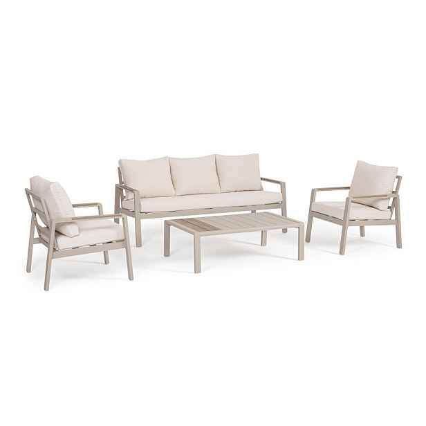 Béžový hliníkový zahradní lounge set pro 5 Elna – Bizzotto