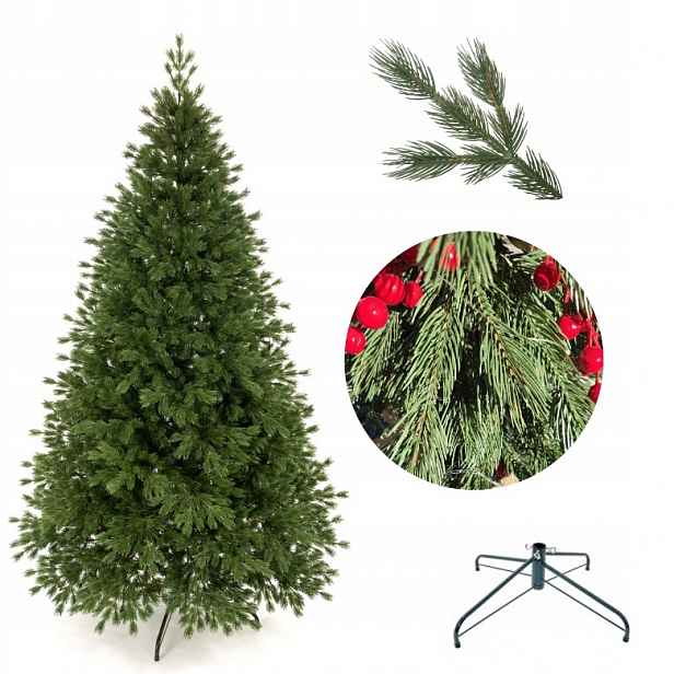 Umělý vánoční stromeček Borovice Limba 220 cm jako živý 100% Pe, hustý kovový stojan