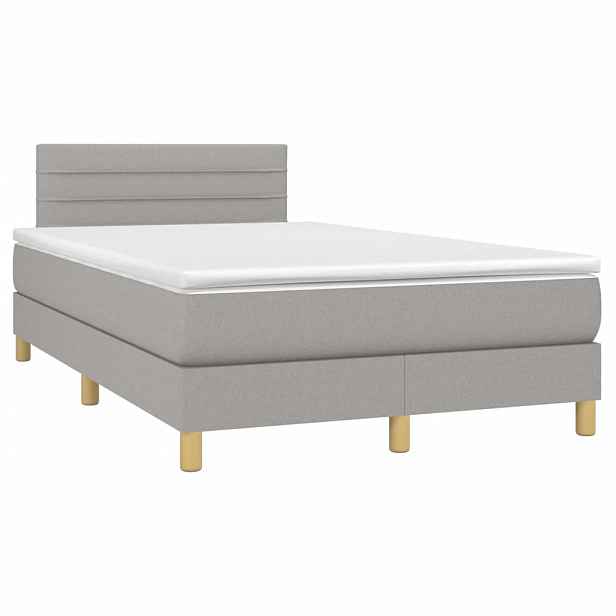 vidaXL Box spring postel s matrací světle šedá 120x190 cm textil