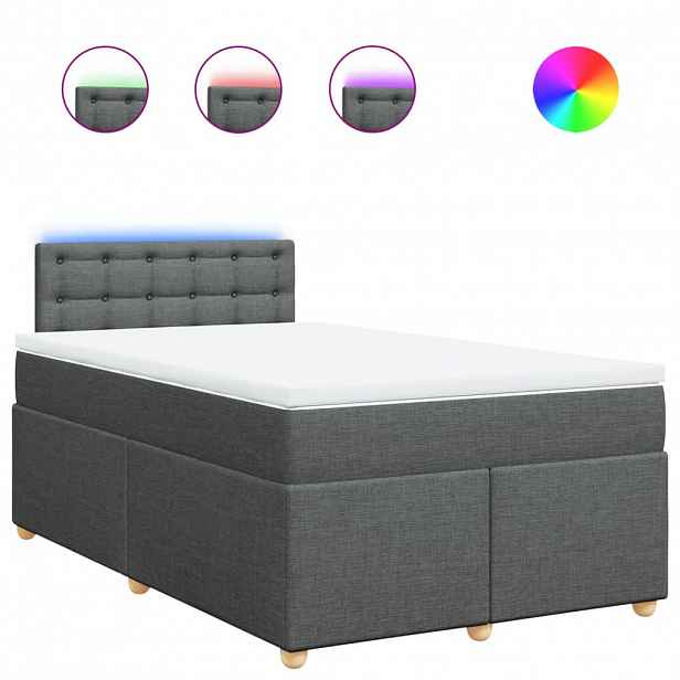 vidaXL Box spring postel s matrací tmavě šedá 120x190 cm textil