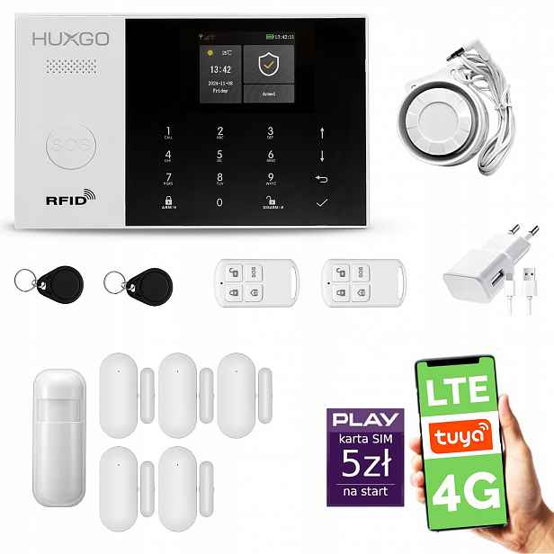 Bezdrátový alarm WiFi Gsm 4G, Tuya alarmová sada Huxgo HXA005 D5PS