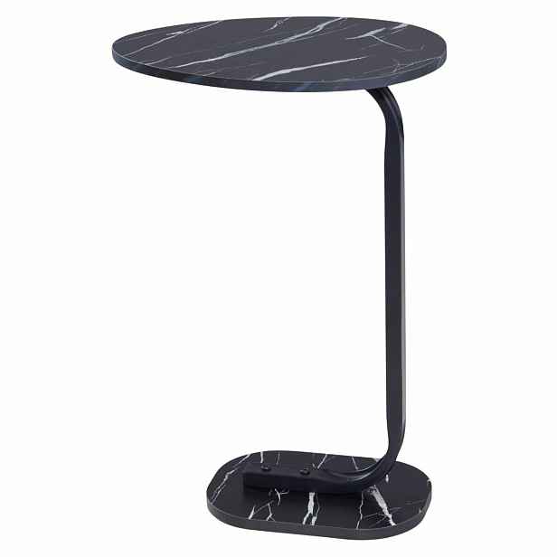 HowHomely Boční stolek DAMIAN 59 cm mramor černý