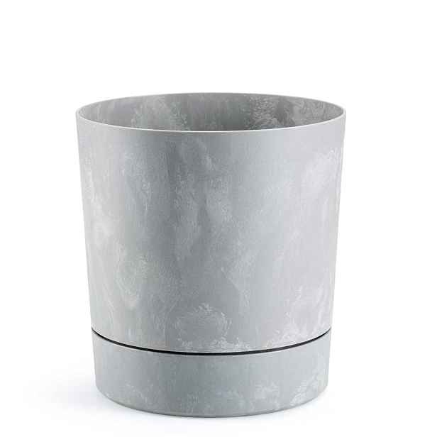 HowHomely Květináč s podmiskou AZALEA 17,5 cm šedý beton