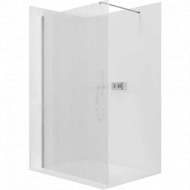 Sprchová zástěna Walk-in Onyx Cube L/P - 8 mm - hranatá vzpěra - chrom, rýhované sklo - 50x200 cm