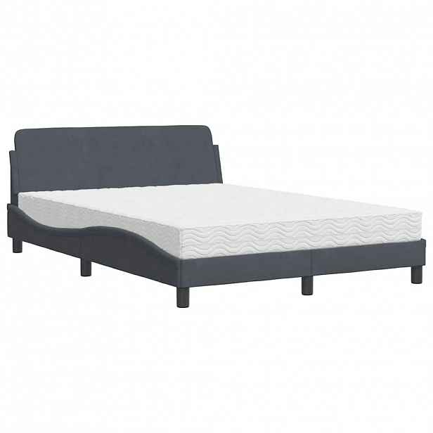 vidaXL Postel s matrací Dover tmavě šedý 140 x 190 cm samet