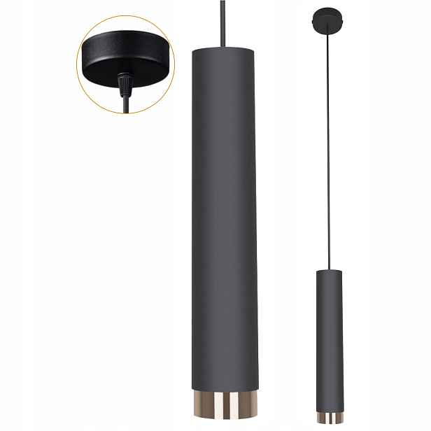 Závěsná Stropní Led Lampa Tuba Černá Zlatá Trubka Zwis Spot Metal 135 cm