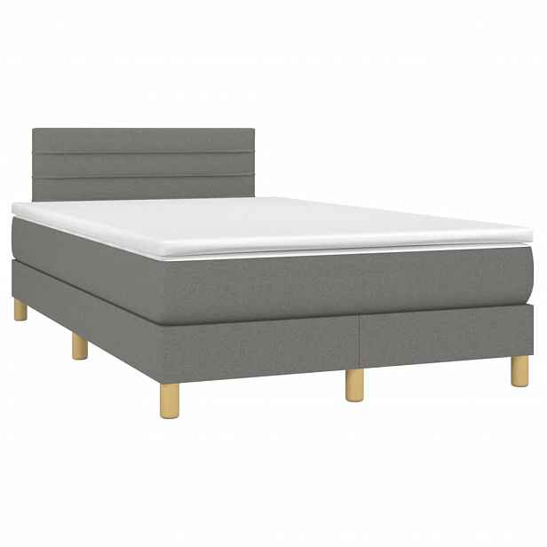 vidaXL Box spring postel s matrací tmavě šedá 120x190 cm textil