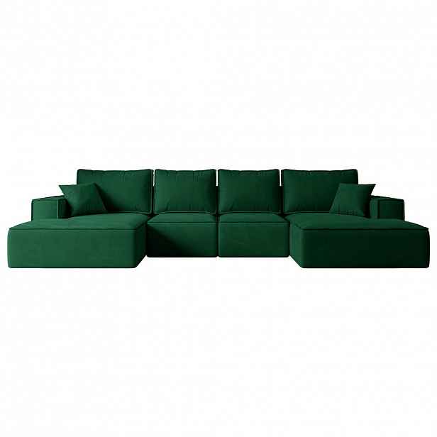 ALTDECOR SEDACÍ SOUPRAVA s funkcí lůžka a úložným prostorem pod postelí SIERRA-U-S – 349 x 161 x 87 cm, zelený velur