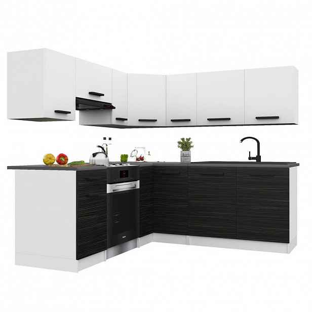 B BELINI GROUP KUCHYŇSKÁ LINKA Italia 6 360 cm, s pracovními deskami, Bílo-ebenová