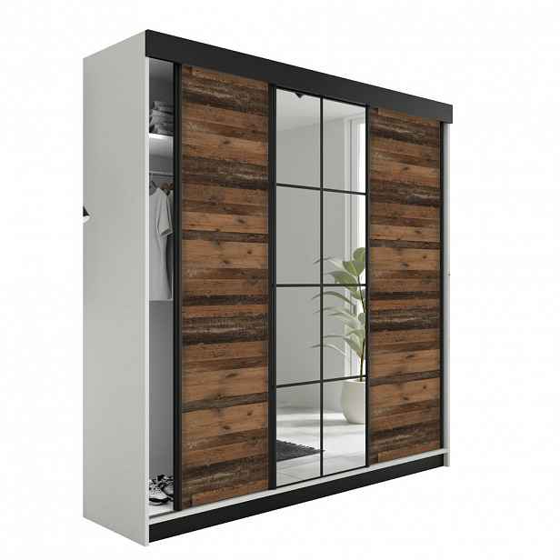 Kier Furniture POSUVNÁ ŠATNÍ SKŘÍŇ LAMARO - 250x205x59cm - Bílá & Old Style
