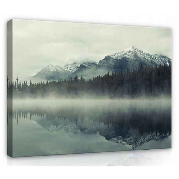 Obraz 100x75 horská krajina jezero les mlha klid příroda Banff