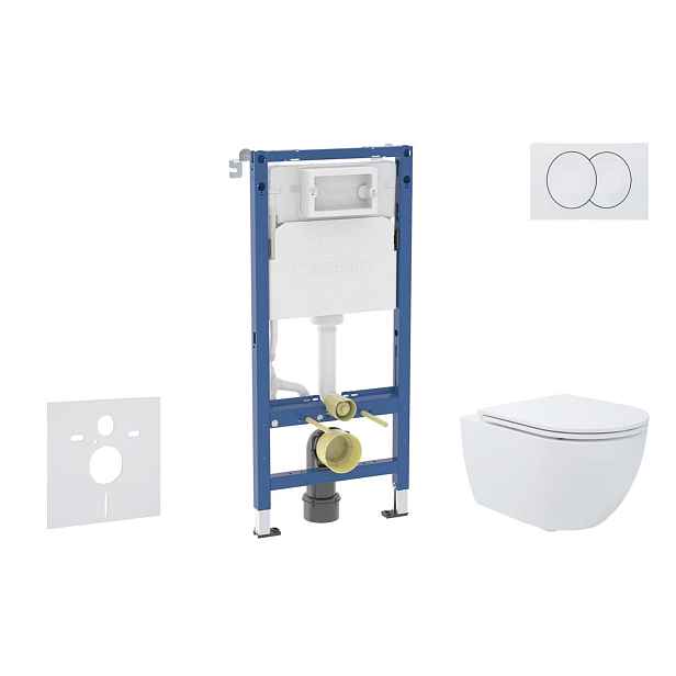 SANITINO - Set předstěnové instalace, klozetu Oudee a Slim sedátka softclose, tlačítko Delta, bílá SANI11CA31162