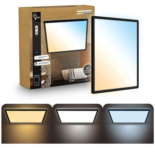 Stropní Svítidlo Led stropní svítidlo do koupelny IP44 černá 42 cm 22 W 3000 lm Cct dálkový ovladač