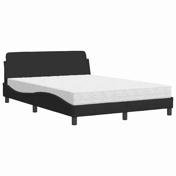 vidaXL Postel s matrací Dover černá 140 x 190 cm samet