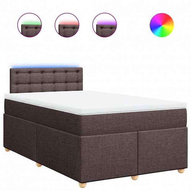 vidaXL Box spring postel s matrací tmavě hnědá 120x190 cm textil