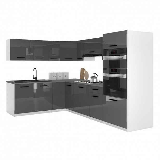 B BELINI GROUP KUCHYŇSKÁ LINKA Italia 8 420 cm , s pracovními deskami, Šedá lesklá
