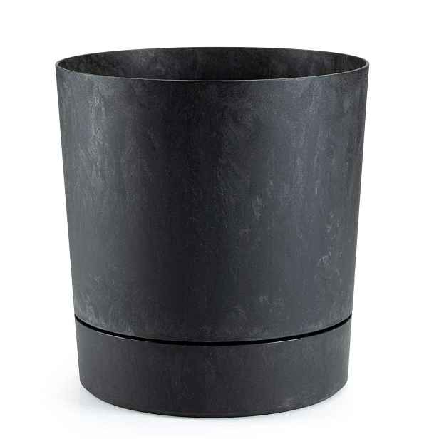 HowHomely Květináč s podmiskou AZALEA 22,5 cm černý beton