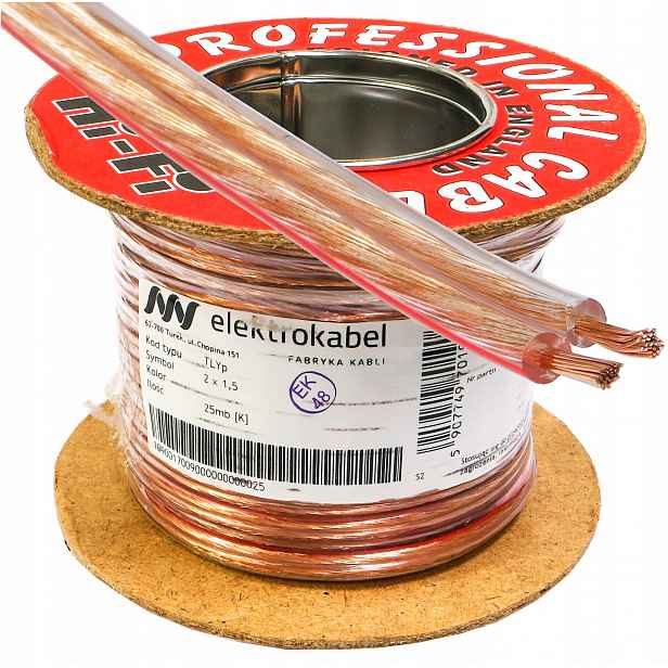 Kabel reproduktorový TLYp 2x1,5 mm Cu měděný 25 m