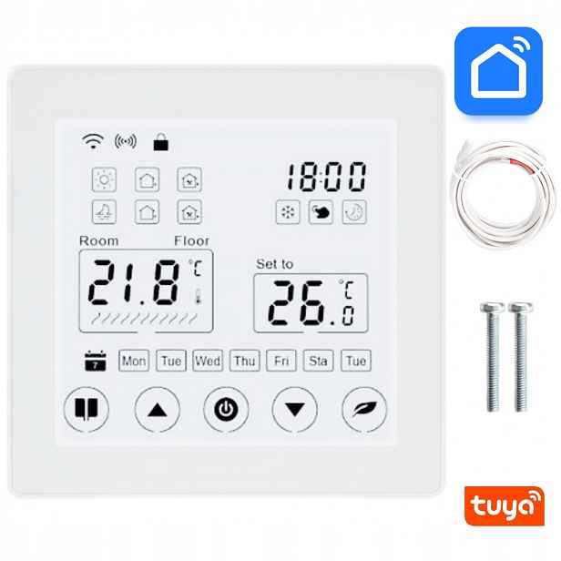 Termostat Pro Vytápění S Dotykovým Panelem LCD Wifi Tuya Smart 16A