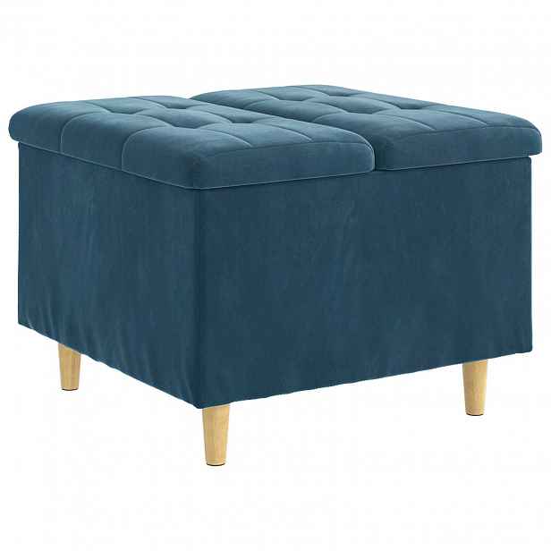 vidaXL Ottoman s úložným prostorem Modrá 60 x 60 x 45 cm samet