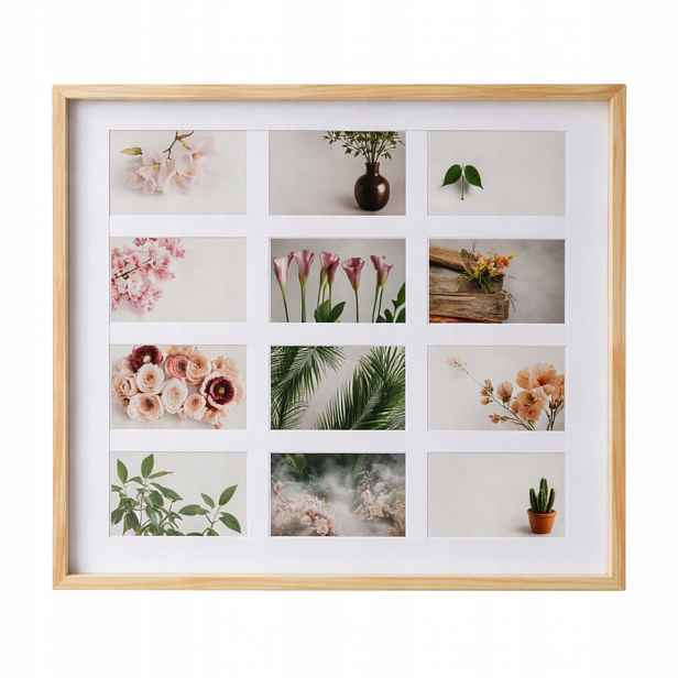 Dřevěný Multirámeček Na 12 Fotografií 10X15 CM Béžový 54X59X54 CM Ke Zdi