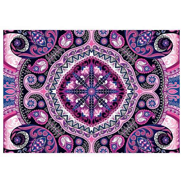 Fototapeta Mandaly Paisley Květiny Geometrie Fialová Růže 300x210 lepidlo