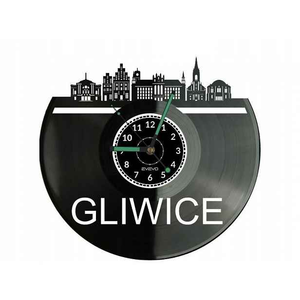 Gliwice Město Polsko Nástěnné hodiny Vinylová deska Moderní dekorativní N