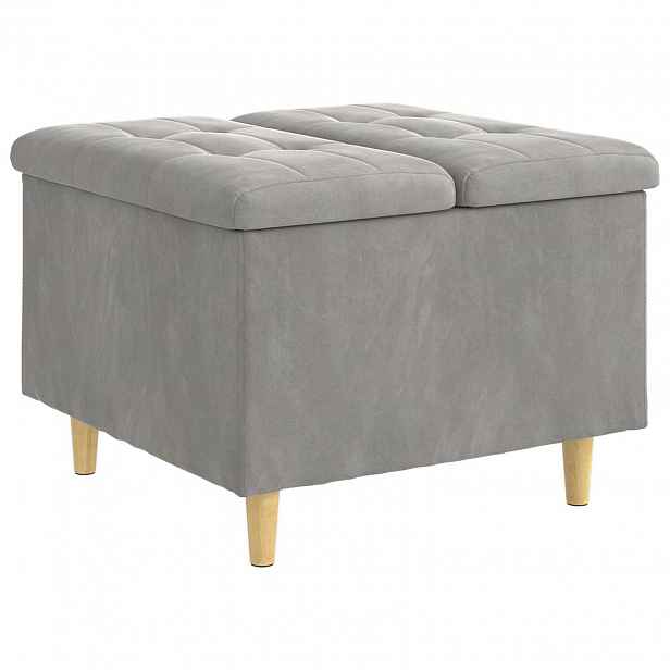 vidaXL Ottoman s úložným prostorem Světle šedá 60 x 60 x 45 cm samet