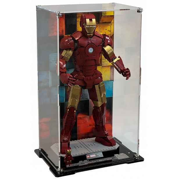 Vitrína s pozadím Blacked Brick pro Lego 76344 Marvel Iron Man Mark 3