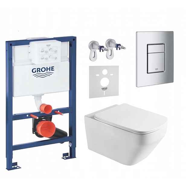 7v1 Sada Wc Stelaz Grohe 820 mm, Wc Mísa Tornado Imprese, Tlačítko Fresh