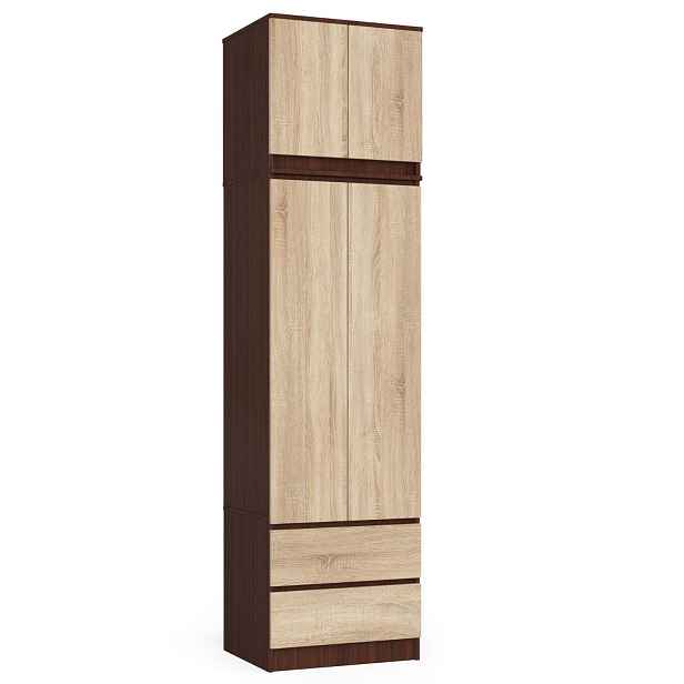Ak furniture Šatní skříň s nástavcem Star 60 cm wenge/dub sonoma