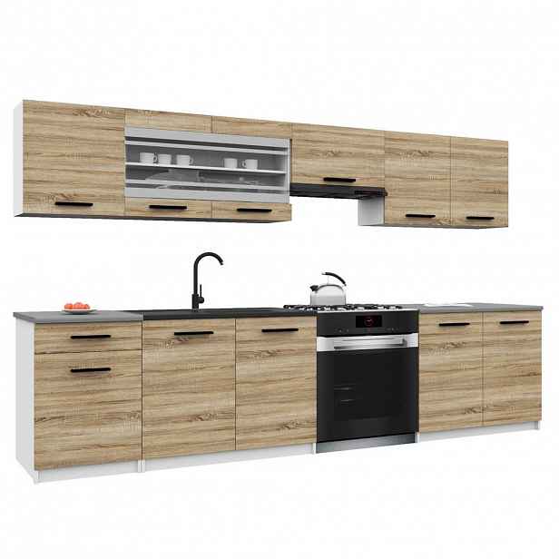 B BELINI GROUP KUCHYŇSKÁ LINKA Italia 4 260 cm, s pracovními deskami, Dub Sonoma