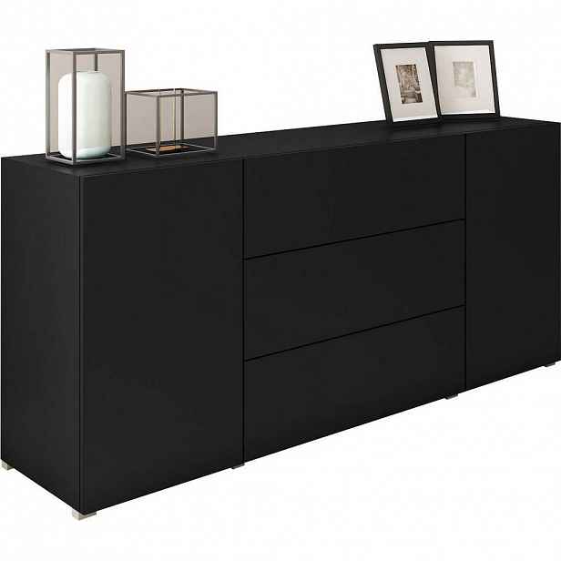 MID.YOU ŠIROKÁ KOMODA, černá, 150/68/38,5 cm