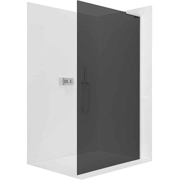 Sprchová zástěna Walk-in Onyx L-pravá vzpěra - 10 mm - chrom, grafitové sklo - 120x200 cm