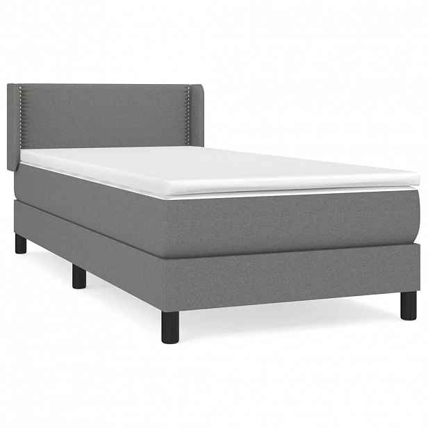 vidaXL Box spring postel s matrací tmavě šedá 100 x 200 cm textil