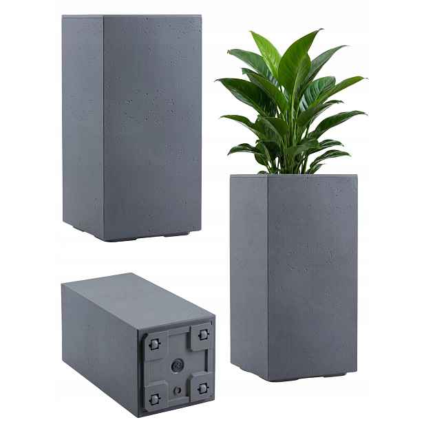 Květináč Na Kolečkách šedý Beton Květináč květináč na terasa balkon Sloupek 60 cm