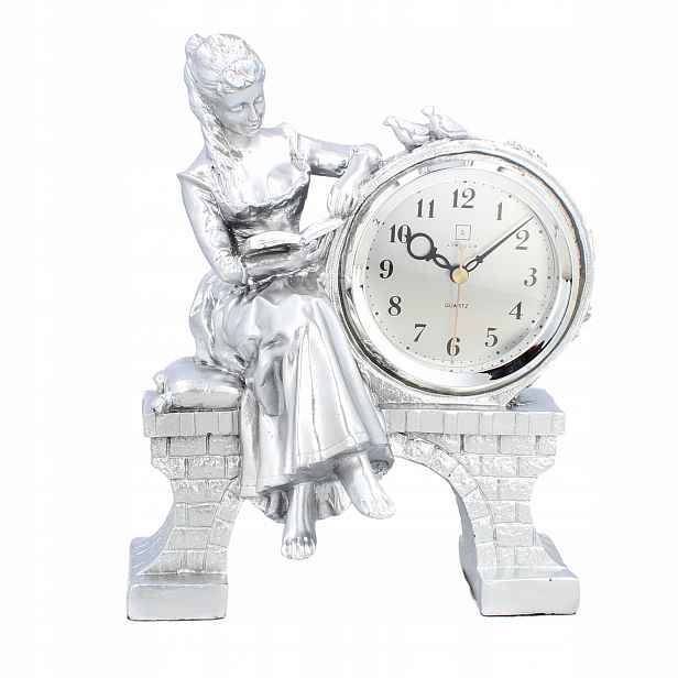Livello Stojící keramický krbový časovač Retro Stříbrný 27 cm velký Žena