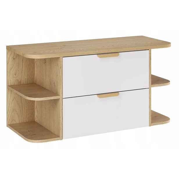Skříň Aster White 60 cm s deskou Ovalia Cremona a otevřenými spodními policemi