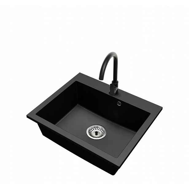 Kuchyňský granitový dřez Jednokomorový Elite 60 Baterie Sifon Chrom