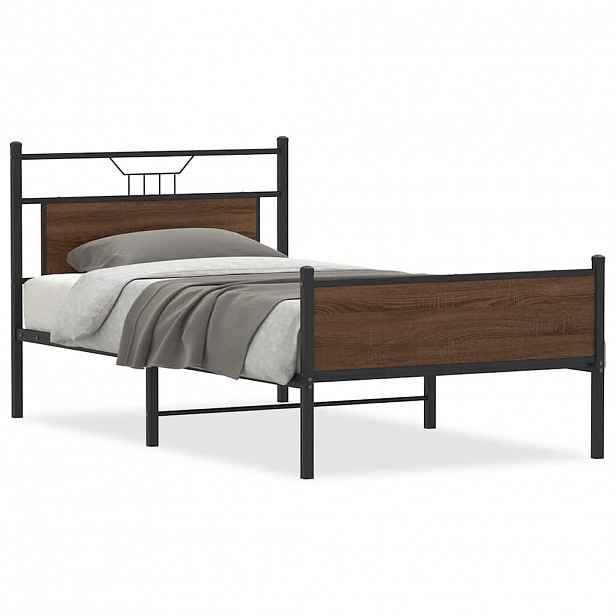 vidaXL Rám postele bez matrace hnědý dub 100 x 190 cm kompozitní dřevo