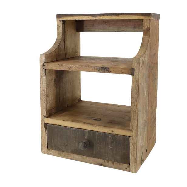 Hnědá antik nástěnná dřevěná polička Grimaud Unit - 30*23*43 cm Chic Antique
