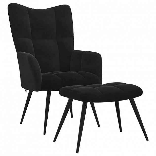 vidaXL Relaxační křeslo s taburetkou černé sametové