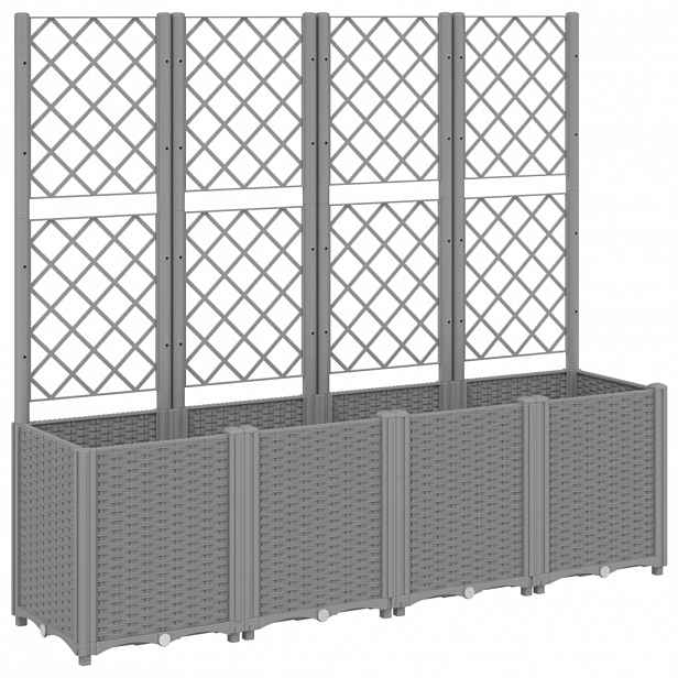 vidaXL Zahradní truhlík s treláží světle šedý 160 x 40 x 140 cm PP