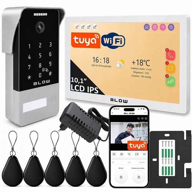 Videodomofon Wifi Brána Čtečka Interkom Aplikace Tuya 2-ŽILOVÝ Rfid