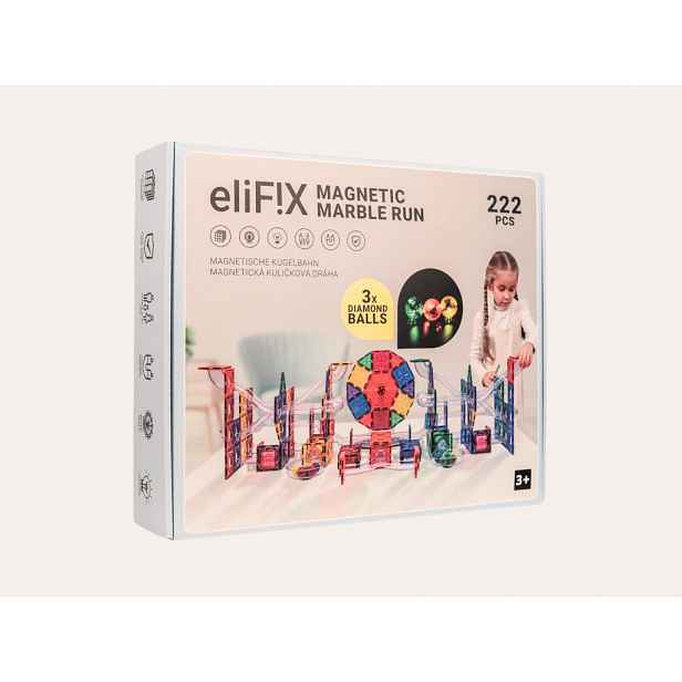 Magnetická stavebnice EliFix fresh - kuličková dráha 222 ks + svítící kuličky