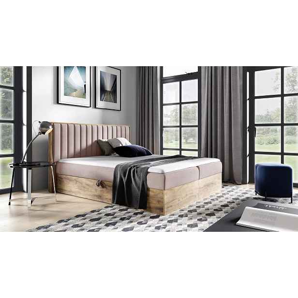 Manželská postel CHANTELLE 4 - 160x220, růžová + topper ZDARMA