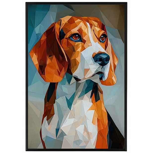 Plakát Rámeček Hliníková Grafika Low Poly Portrét Pes Beagle 3D 40x60