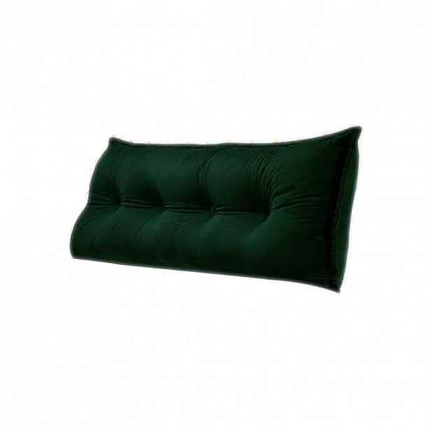 Sametová Polštář Opěrka hlavy pro postel Lahvově Zelená Barva 180 x 50 cm