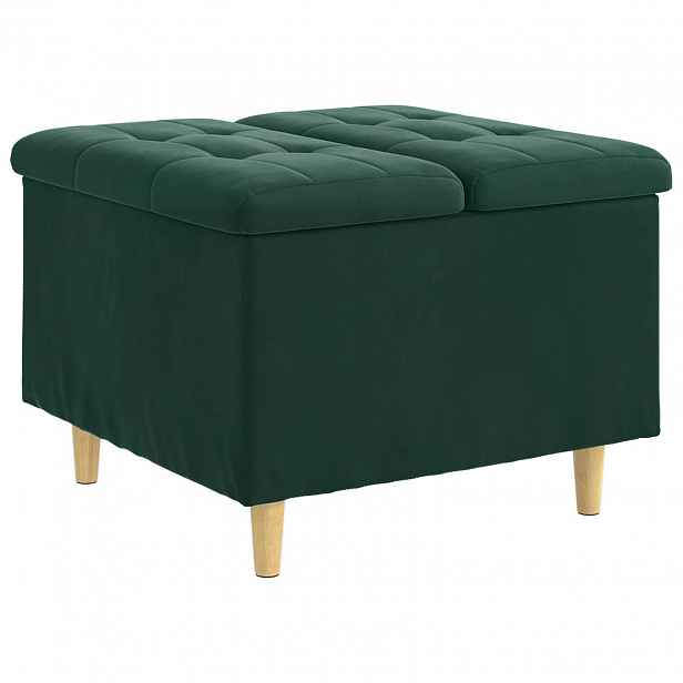 vidaXL Ottoman s úložným prostorem Tmavě zelená 60 x 60 x 45 cm samet