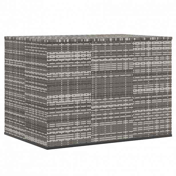 vidaXL Zahradní úložný box PE ratan 145 x 100 x 103 cm šedý